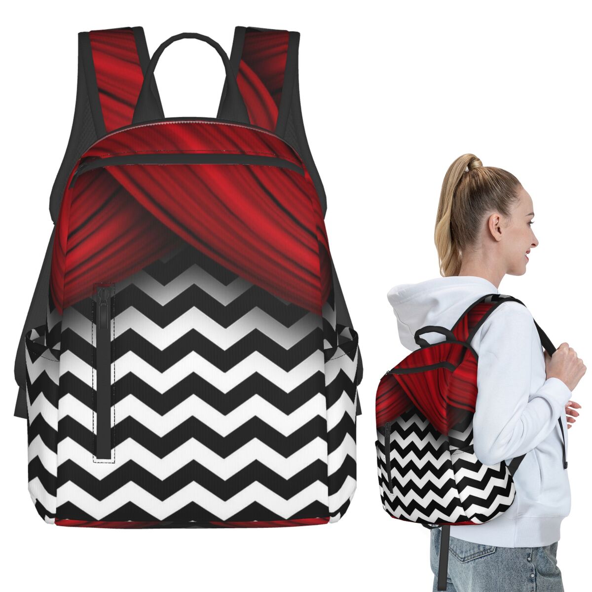 Women Bags Laptop - Twin Peaks Red Curtains Black And