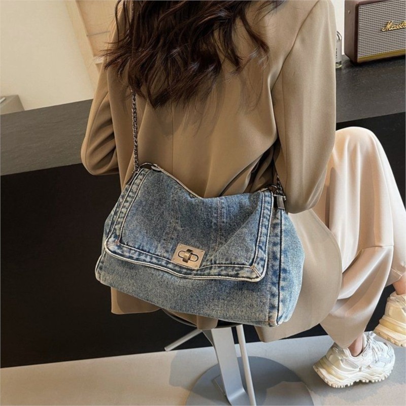 Women Bags Jeans - Harajuku Style Vintage Denim Tote Bag