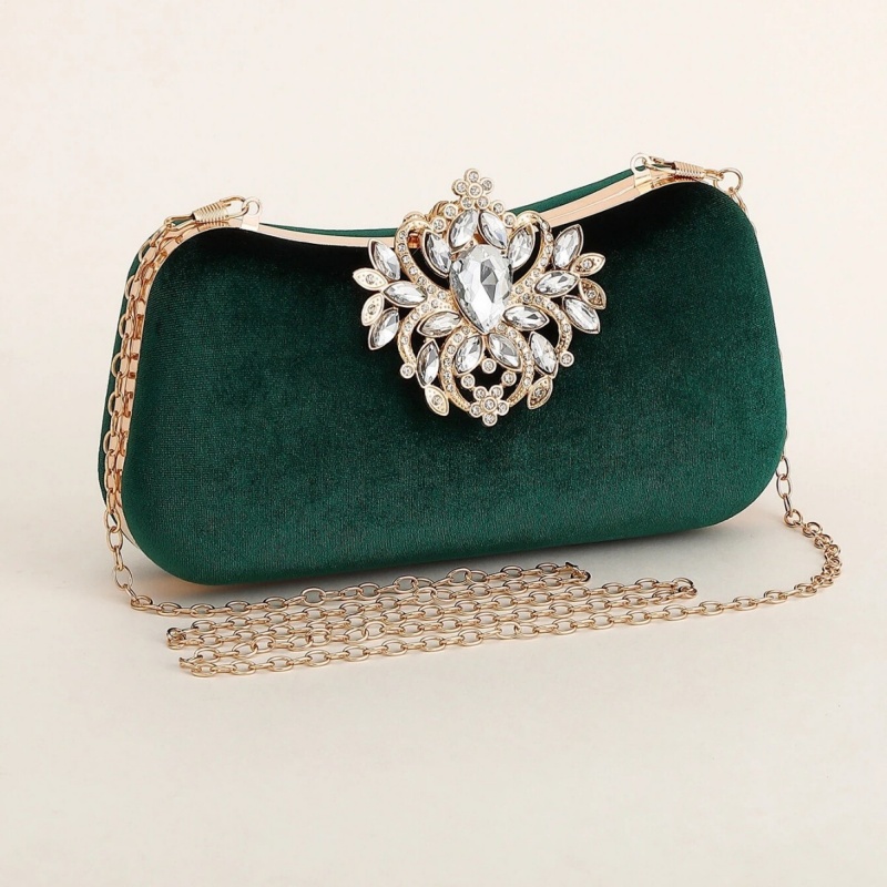 Dark Green Velvet Clutch Bag L - đánh giá và giá Women Bags Green
