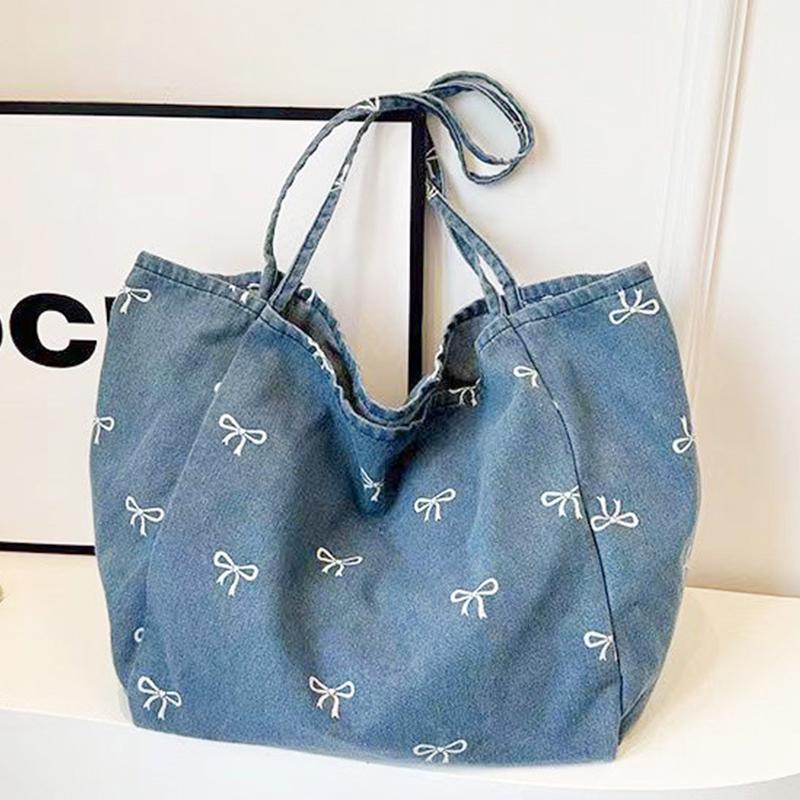 Ladies Bow Decor Denim Canvas  - đánh giá và giá Women Bags Jeans