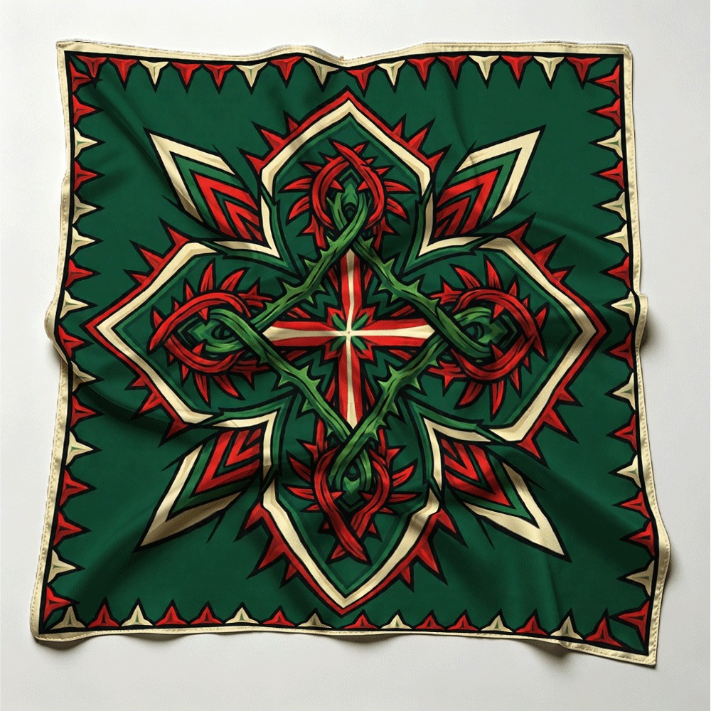 Red and green thorny vine patt - đánh giá và giá Women Bags Green