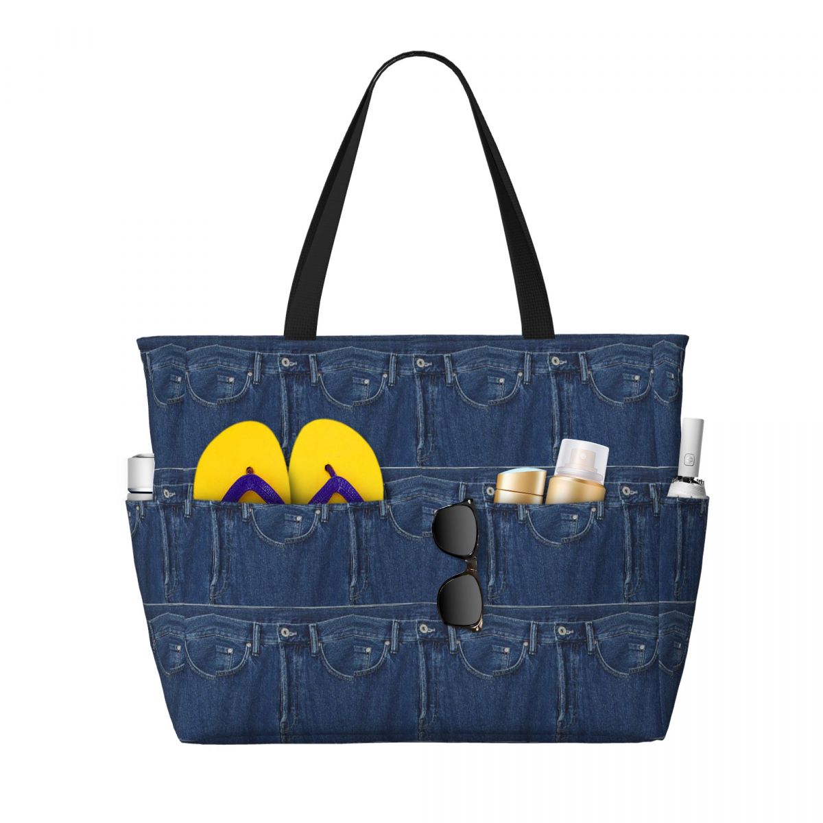Blue Denim Classic Jeans Textu - đánh giá và giá Women Bags Jeans