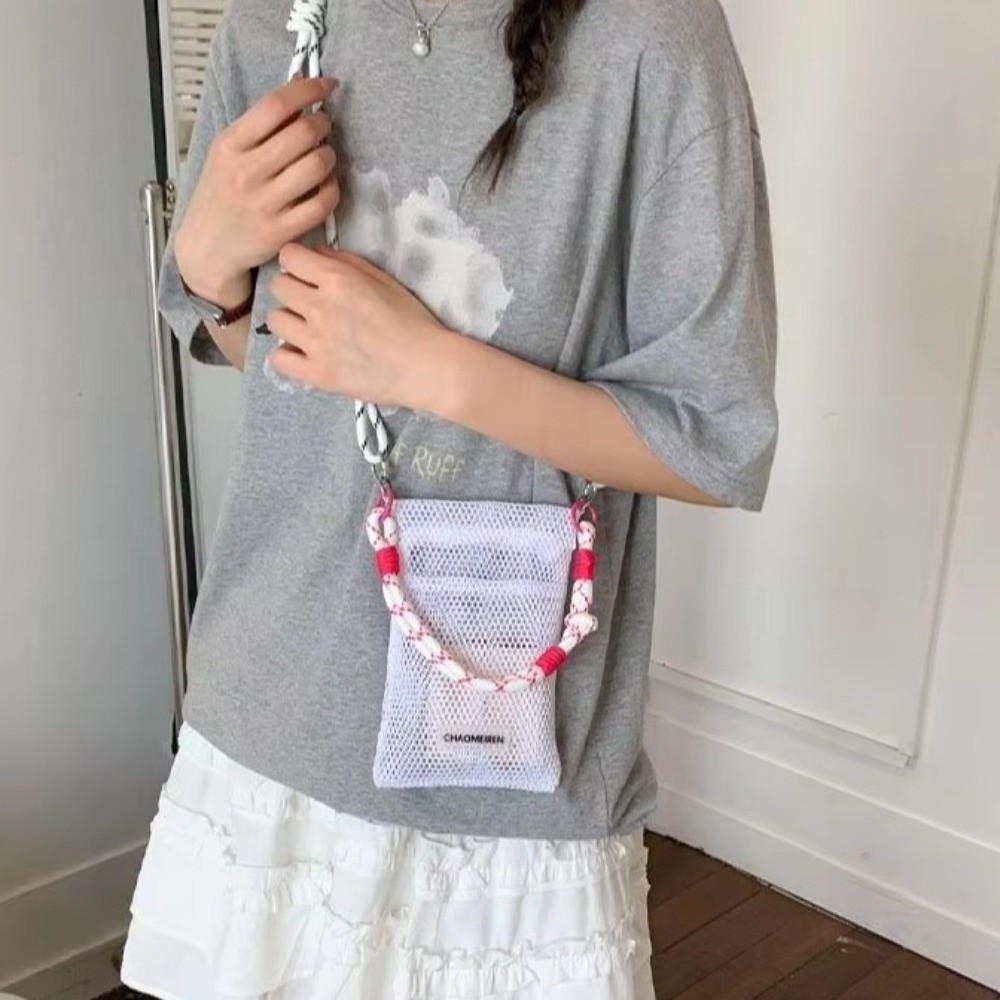 Colorful Braided Strap Mesh Cr - đánh giá và giá Phone Bag Crossbody