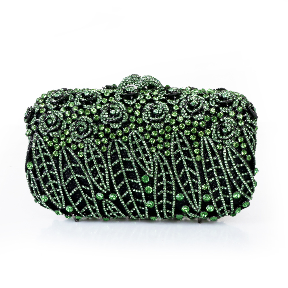 Full Stones Flower Party Box C - đánh giá và giá Women Bags Green
