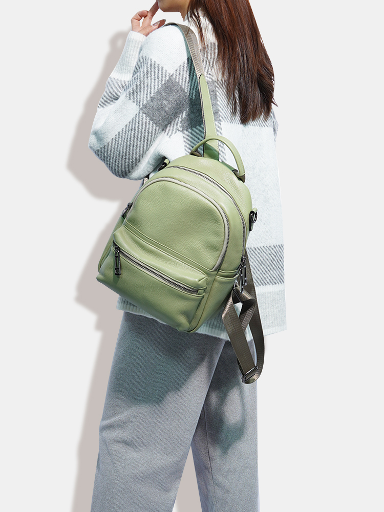 Zency Women Leather Backpack K - đánh giá và giá Women Bags Green