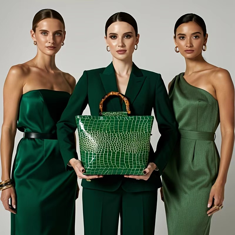 High-end faux leather emerald  - đánh giá và giá Women Bags Green