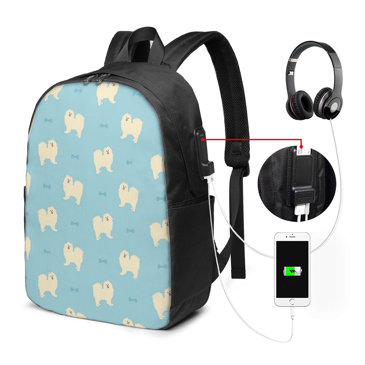 Samoyed Dog Backpack Travel No - đánh giá và giá Women Bags Laptop